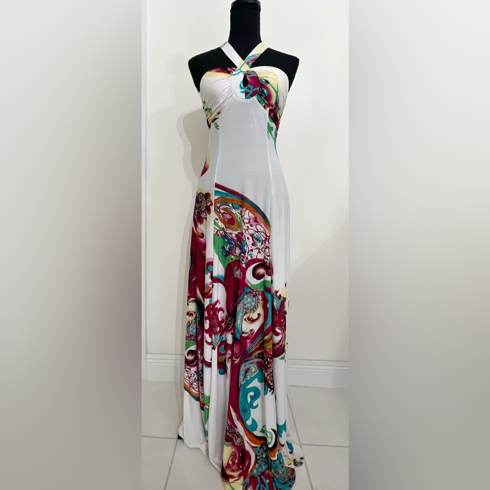 Maxi dress, beach dress, halter neck, crossed back